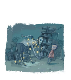 Inlagebild ur Den förskräckliga historien om Lilla Hon av Lena Ollmark och Per Gustavsson (2017)