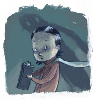 Inlagebild ur Den förskräckliga historien om Lilla Hon av Lena Ollmark och Per Gustavsson (2017)